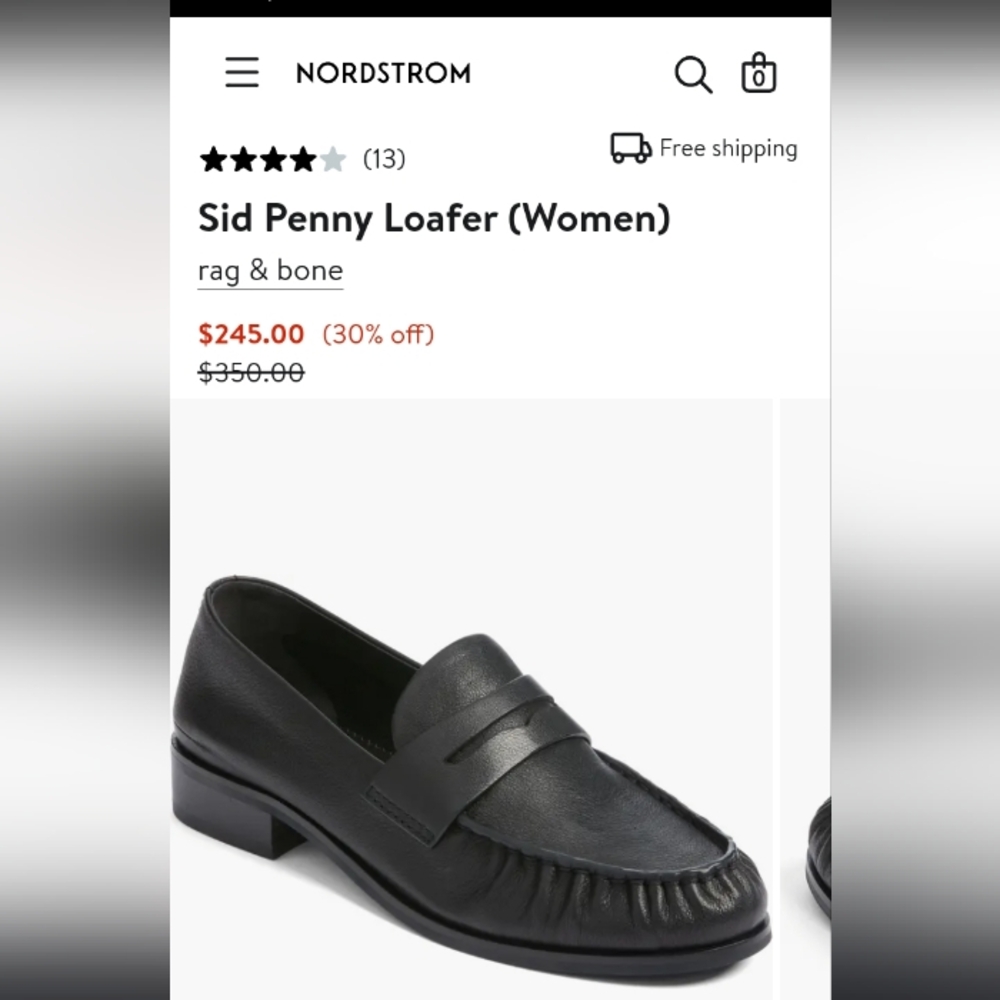 Rag & Bone Black Sid Penny Loafers 36.5 fits 6.5